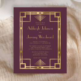 Budget 1920s Deco Bourgondië Gold Wedding