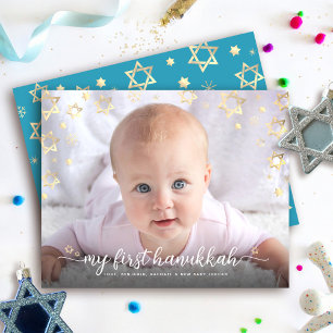 Budget 1e Hanukkah-foto met gouden Davidster kaart