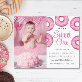 Budget 1e verjaardag Foto Donut Roze Uitnodiging