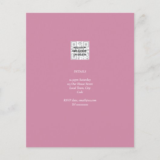 BUDGET 1e verjaardag FOTO uitnodiging of BEDANKT Flyer (Achterkant)