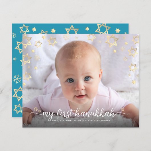 Budget 1st Hanukkah Foto Gold Star van David Kaart (Voorkant / Achterkant)