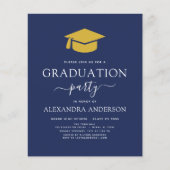 Budget 2022 Afstuderen Navy Blue Gold Photo Flyer (Voorkant)