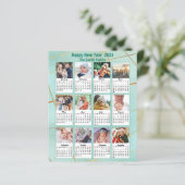 Budget 2023 Mint Green Family Photo Calendar Kaart (Staand voorkant)