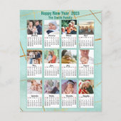 Budget 2023 Mint Green Family Photo Calendar Kaart (Voorkant)