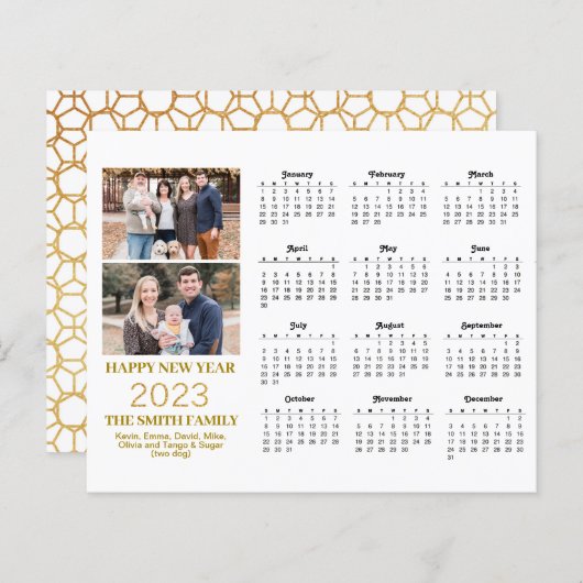 Budget 2023 Moderne Gold Script Photo Calendar Kaa (Voorkant / Achterkant)