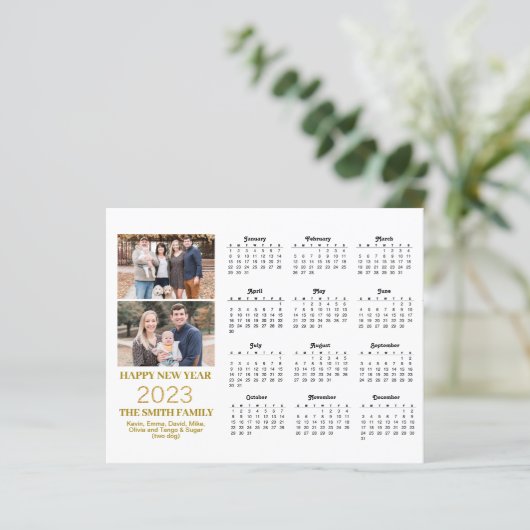 Budget 2023 Moderne Gold Script Photo Calendar Kaa (Staand voorkant)