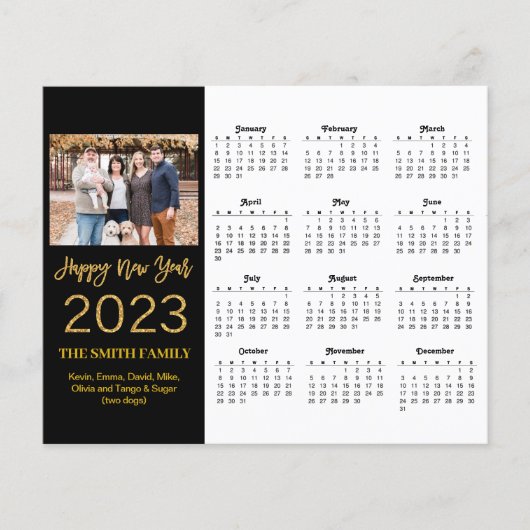 Budget 2023 Moderne Gold Script Photo Calendar Kaa (Voorkant)