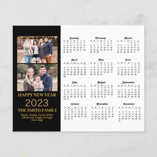 Budget 2023 Moderne Gold Script Photo Calendar Kaa (Voorkant)