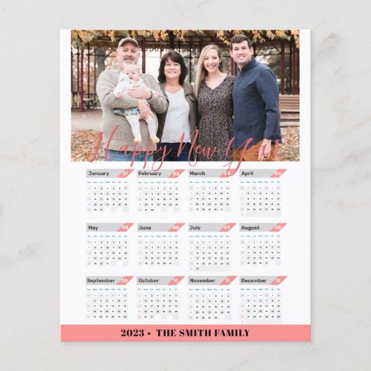Budget 2023 Roos Gold Modern Photo Calendar Kaart (Voorkant)