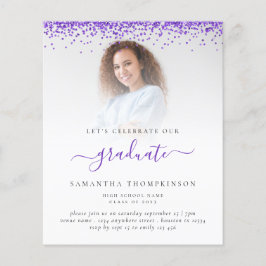 Budget 2024 Afstudeerder Foto Paarse Glitter Invit