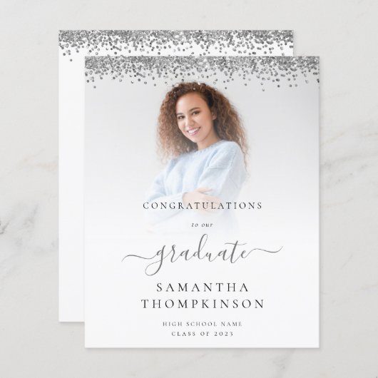 Budget 2024 Afstudeerder foto Silver Glitter beken (Voorkant / Achterkant)