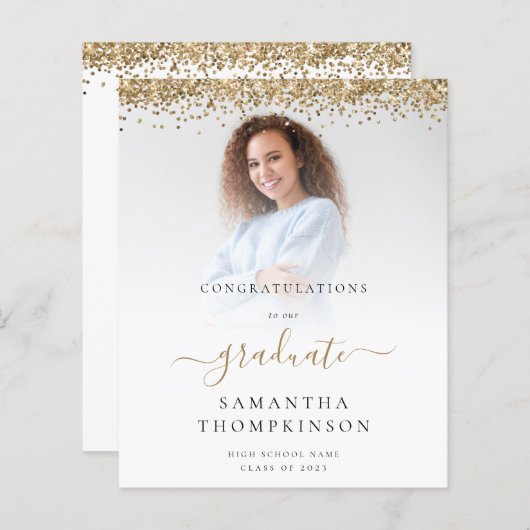 Budget 2024 Afstudeerder Photo Gold Glitter Aankon (Voorkant / Achterkant)