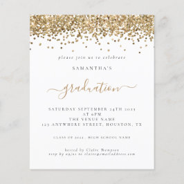 Budget 2024 Afstudeerfeest Gouden Glitter Uitnodig