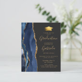 Budget 2024 Afstuderen Blue Agaat Foto uitnodigen (Staand voorkant)