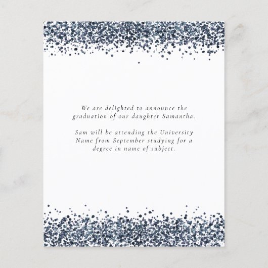 Budget 2024 Afstuderen Blue Glitter Aankondiging (Achterkant)