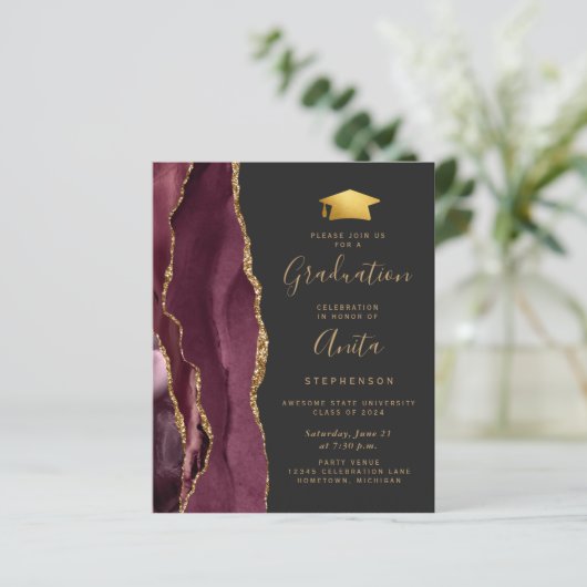 Budget 2024 Afstuderen Bourgondië Agate Foto uitno (Staand voorkant)