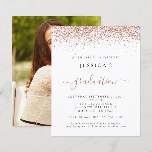 Budget 2024 Afstuderen Foto Roos Gouden Glitter (Voorkant / Achterkant)