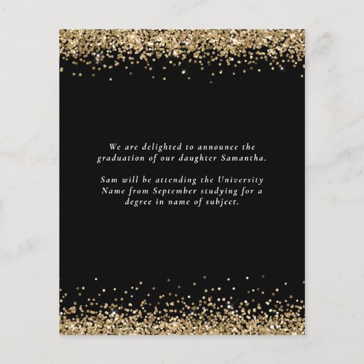 Budget 2024 Afstuderen Gold Glitter Zwart Aankondi (Achterkant)