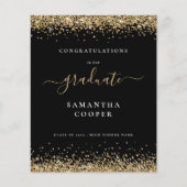 Budget 2024 Afstuderen Gold Glitter Zwart Aankondi (Voorkant)