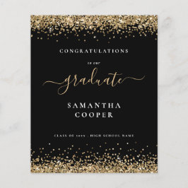 Budget 2024 Afstuderen Gold Glitter Zwart Aankondi