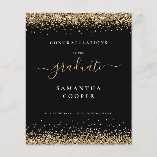 Budget 2024 Afstuderen Gold Glitter Zwart Aankondi (Voorkant)