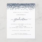 Budget 2024 Afstuderen Navy Blue Glitter Invite (Voorkant)