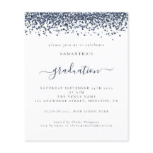 Budget 2024 Afstuderen Navy Blue Glitter Invite