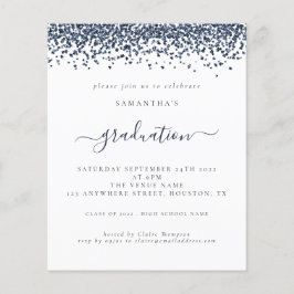 Budget 2024 Afstuderen Navy Blue Glitter Invite