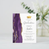 Budget 2024 Afstuderen Paarse Agaat Foto uitnodige (Staand voorkant)