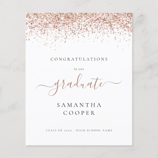 Budget 2024 Afstuderen Roos Gold Glitter Aankondig (Voorkant)