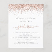 Budget 2024 Afstuderen Roos Gouden Glitter Invite (Voorkant)