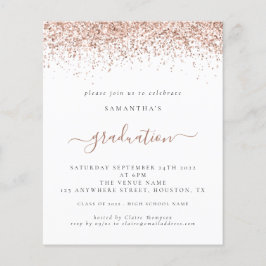 Budget 2024 Afstuderen Roos Gouden Glitter Invite