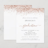 Budget 2024 Afstuderen Roos Gouden Glitter Invite (Voorkant / Achterkant)