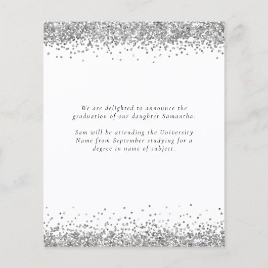 Budget 2024 Afstuderen Silver Glitter Aankondiging (Achterkant)