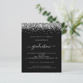 Budget 2024 Afstuderen Silver Glitter Black Invite