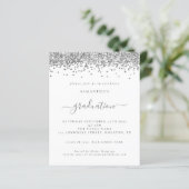 Budget 2024 Afstuderen Silver Glitter Invite (Staand voorkant)