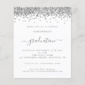 Budget 2024 Afstuderen Silver Glitter Invite (Voorkant)