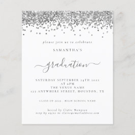 Budget 2024 Afstuderen Silver Glitter Invite