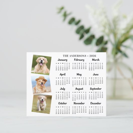 Budget 2026 Aangepaste Huisdier Foto Hond Kalender (Staand voorkant)