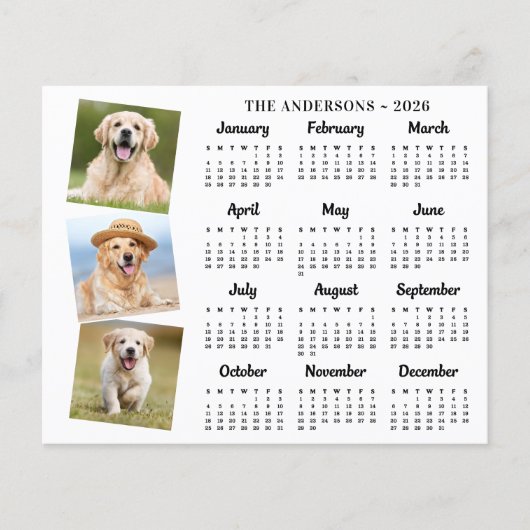 Budget 2026 Aangepaste Huisdier Foto Hond Kalender (Voorkant)