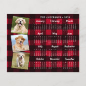 Budget 2026 Foto Huisdier Hond Rode Plaid Kalender (Voorkant)