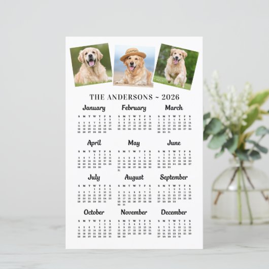 Budget 2026 Huisdier Foto Hond 12 Maand Kalender K (Staand voorkant)