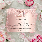 Budget 21e verjaardag roze glitters save the date