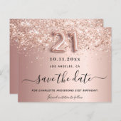 Budget 21e verjaardag roze gouden blush save the d (Voorkant / Achterkant)