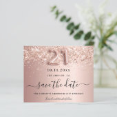 Budget 21e verjaardag roze gouden blush save the d (Staand voorkant)