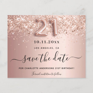 Budget 21e verjaardag roze gouden blush save the d
