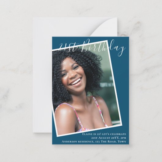 BUDGET 21e verjaardagsuitnodiging FOTO-herinnering Notitiekaartje (Voorkant)