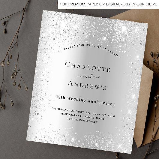 Budget 25th wedding anniversary silver glitter