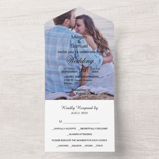 Budget 2 Black Text Minimalist Weddenschap All In One Uitnodiging (Binnen)