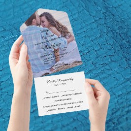 Budget 2 Black Text Minimalist Weddenschap All In One Uitnodiging